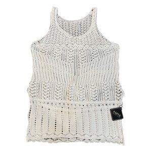 Zaful White Crochet Knit Tank Top | Size L | NWT‎